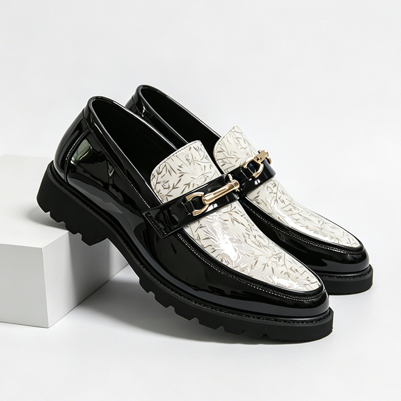 Men Two Tone Bamboo Print Pate - Men'S Shoes With Height Increase ulasan dan harga