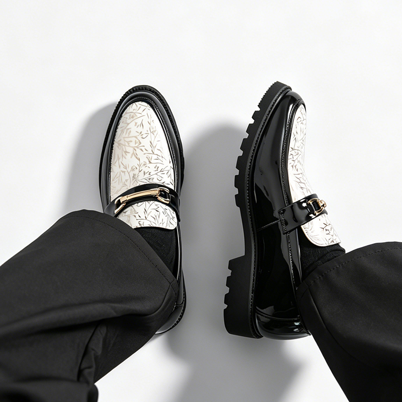 Men Two Tone Bamboo Print Pate - Men'S Shoes With Height Increase ulasan dan harga
