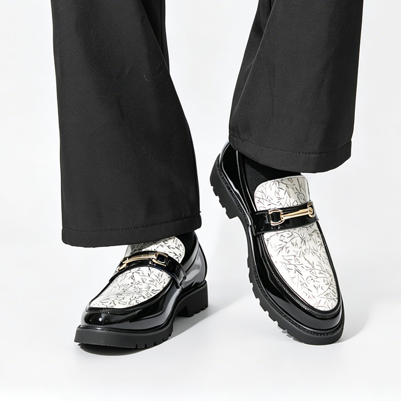 Men Two Tone Bamboo Print Pate - Men'S Shoes With Height Increase ulasan dan harga